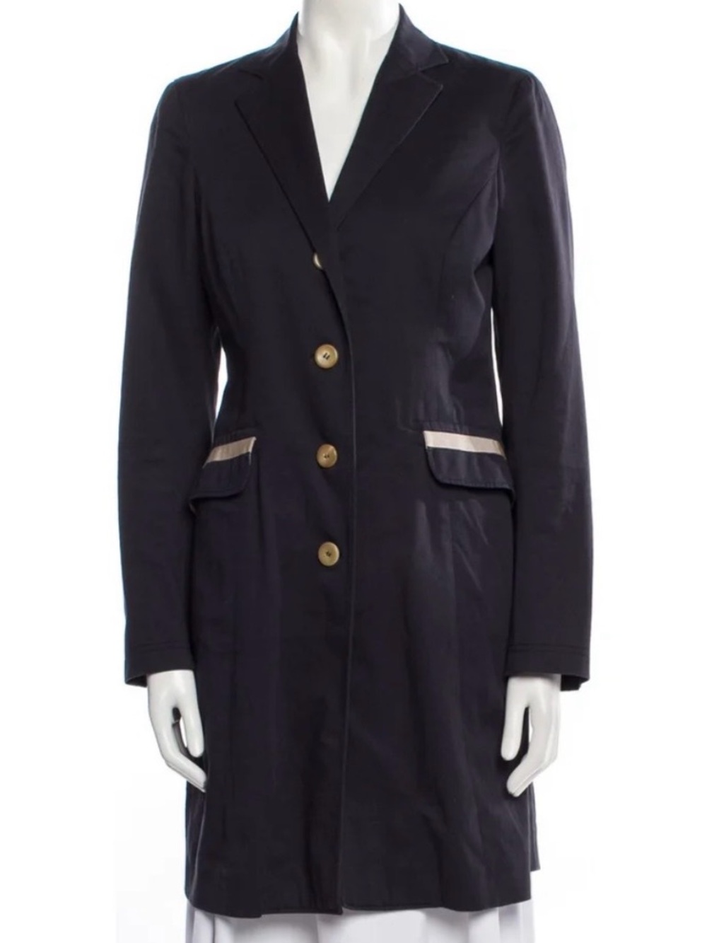 W Sz.42/8 Cotton Luciano Barbera Navy/Lilac Trench Coat Italy Lightweight Spring